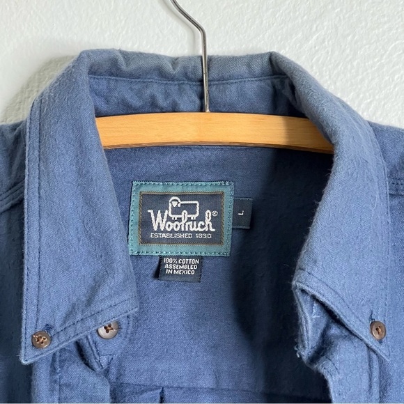 Woolrich Men's Blue Long Sleeve Button-Down Cotton Shirt Size Large - Picture 8 of 12